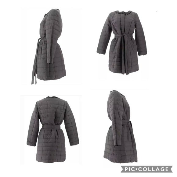 NWT Dennis Basso Quilted Gray Coat Size Small - Picture 2 of 9